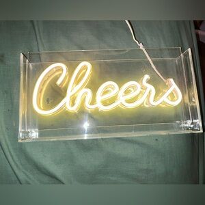 Cheers LED sign with hangable back frame that is removable